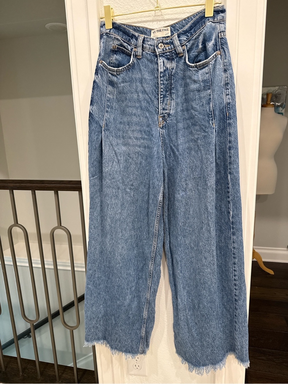Free People We The Free Lyocell Wide Leg Palazzo Jeans 27 Raw Hem - Picture 2 of 5